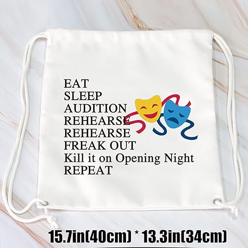 Miniatura 4 de JYTAPP Regalos de teatro Runs On Jesus And Theater Bolsa con cordón Comedia Tragedia Máscara Teatro Drama Regalos, Beige, Mochilas Daypack