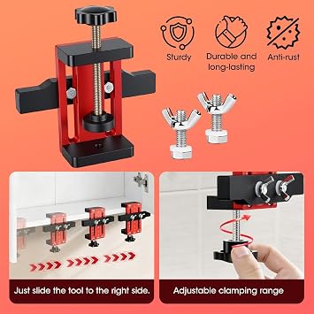 Cabinet Door Installation Positioner Jig Aluminium Alloy Cabinet Door Mounting Jig for Easy Door Support and Alignment Woodworking Tools Drilling Holding Clip for Quick and Accurate Setup