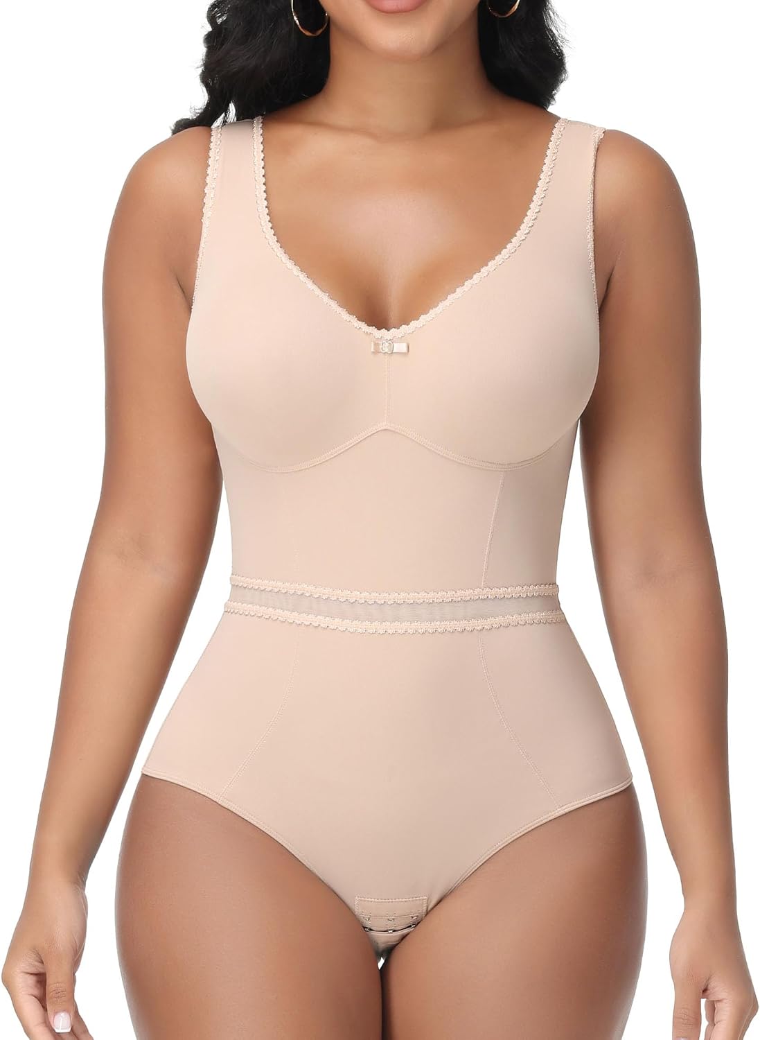 SHAPSHE Women's Shapewear Bodysuit Seamless No-Underwire Ultra Invisible Under Dress Body Shaper for Daily Wear