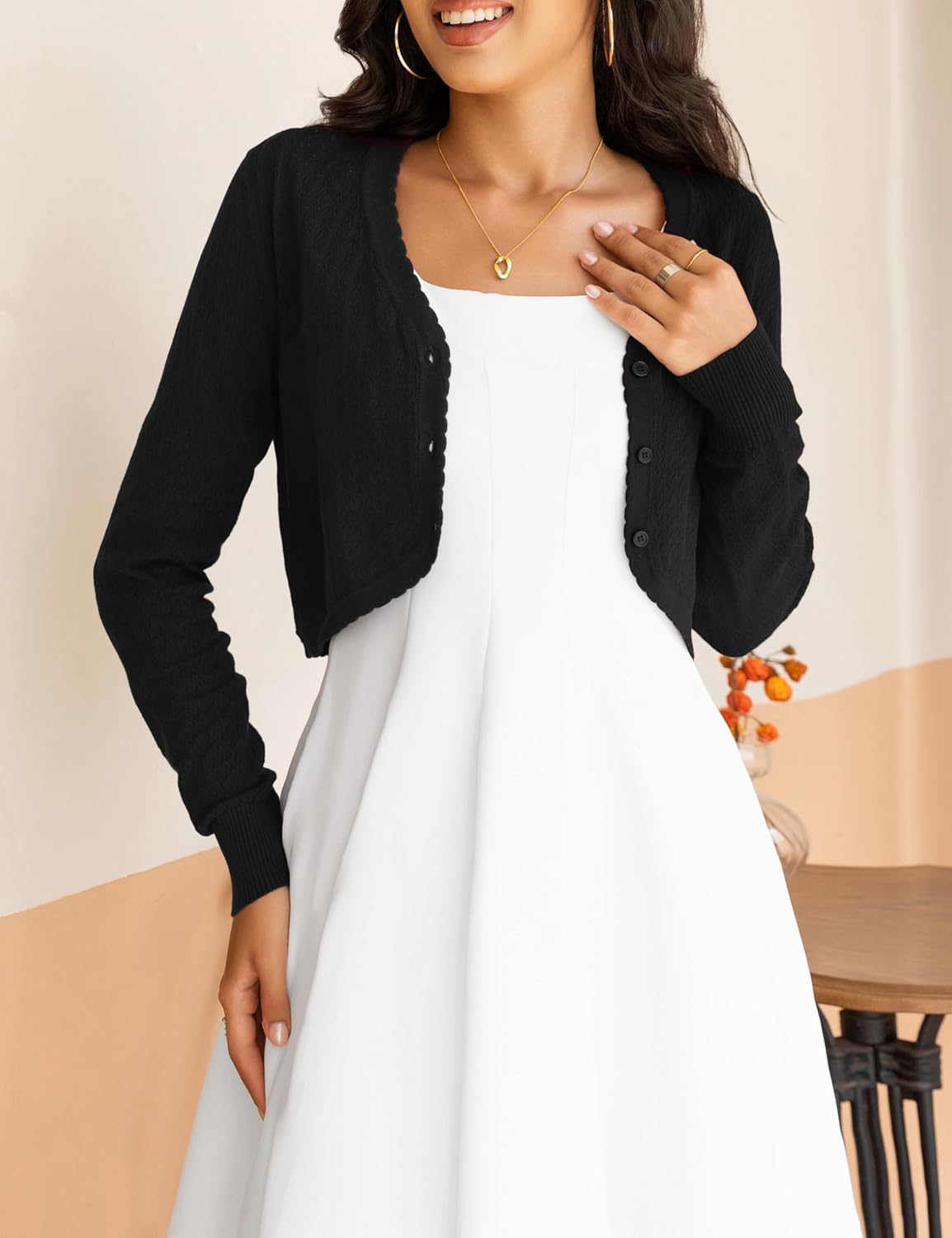 OmicGot Women's Cropped Cardigan Sweaters Long Sleeve Open Front Bolero Shrugs for Dresses S-XL - Image 6