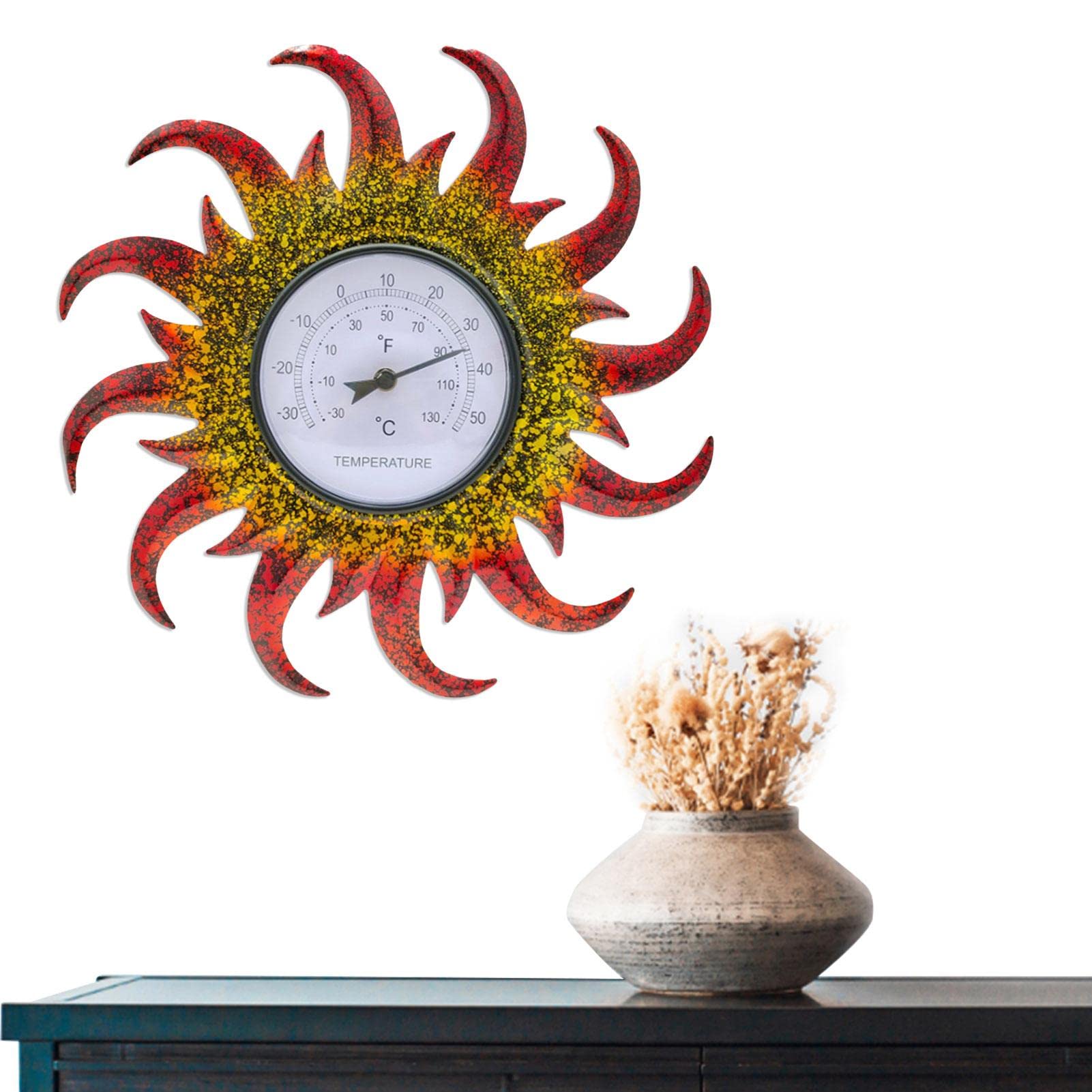 Grandi termometri da esterno | Termometro da parete decorativo | termometri decorativi a forma di sole per finestre, Soggiorno, Giardino, Porcia, No Batteria necessaria