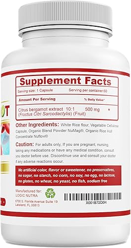 Miniatura 2 de Complejo de bergamota cítrica de 1000 mg (2 cápsulas) — Contiene extracto de bergamonte cítrico 10:1 – Mezcla patentada de bergamia cítrica – Vegana