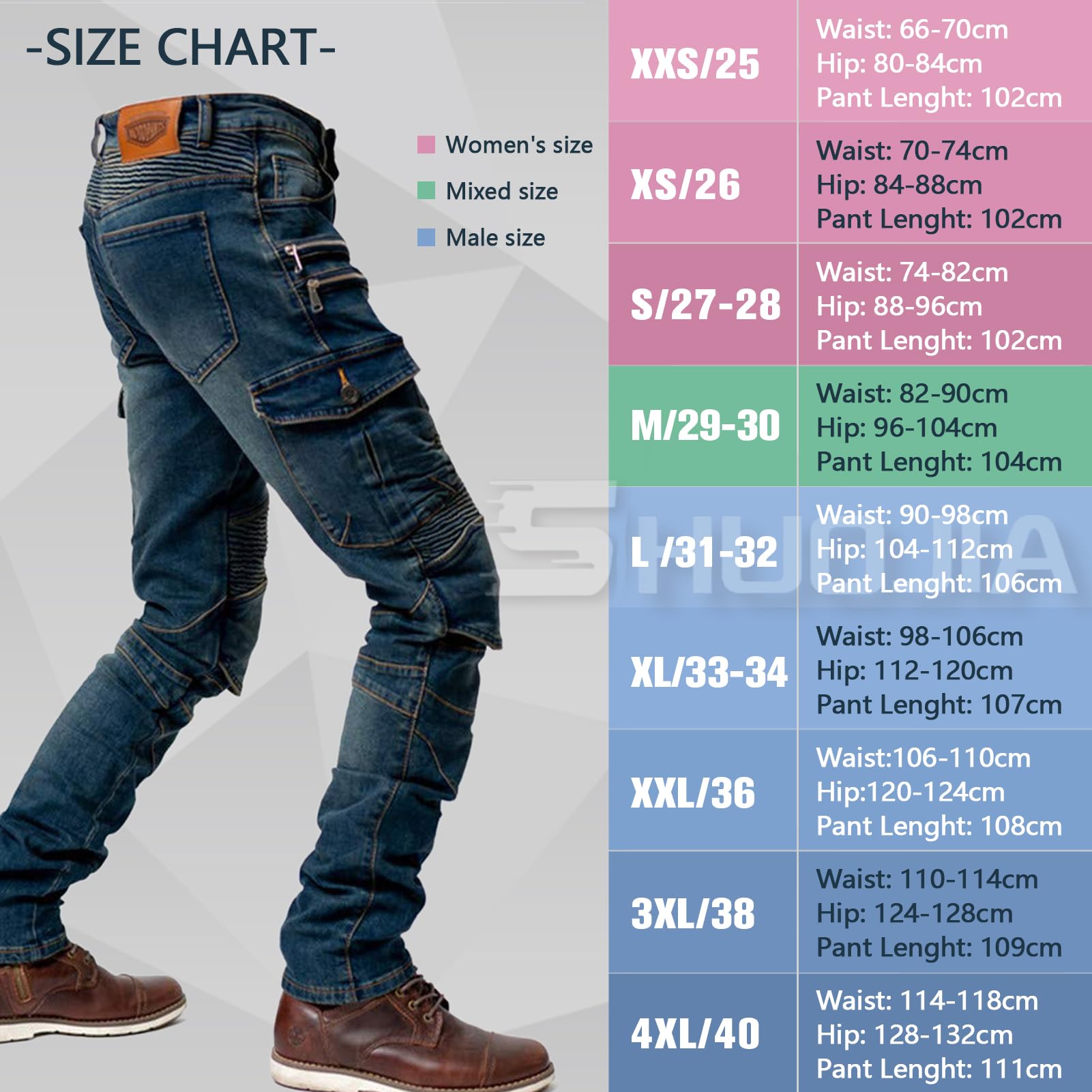 Hombre Motocicleta Pantalones Jeans con Protección Motorcycle Biker Pant 4 X Equipo De Protección