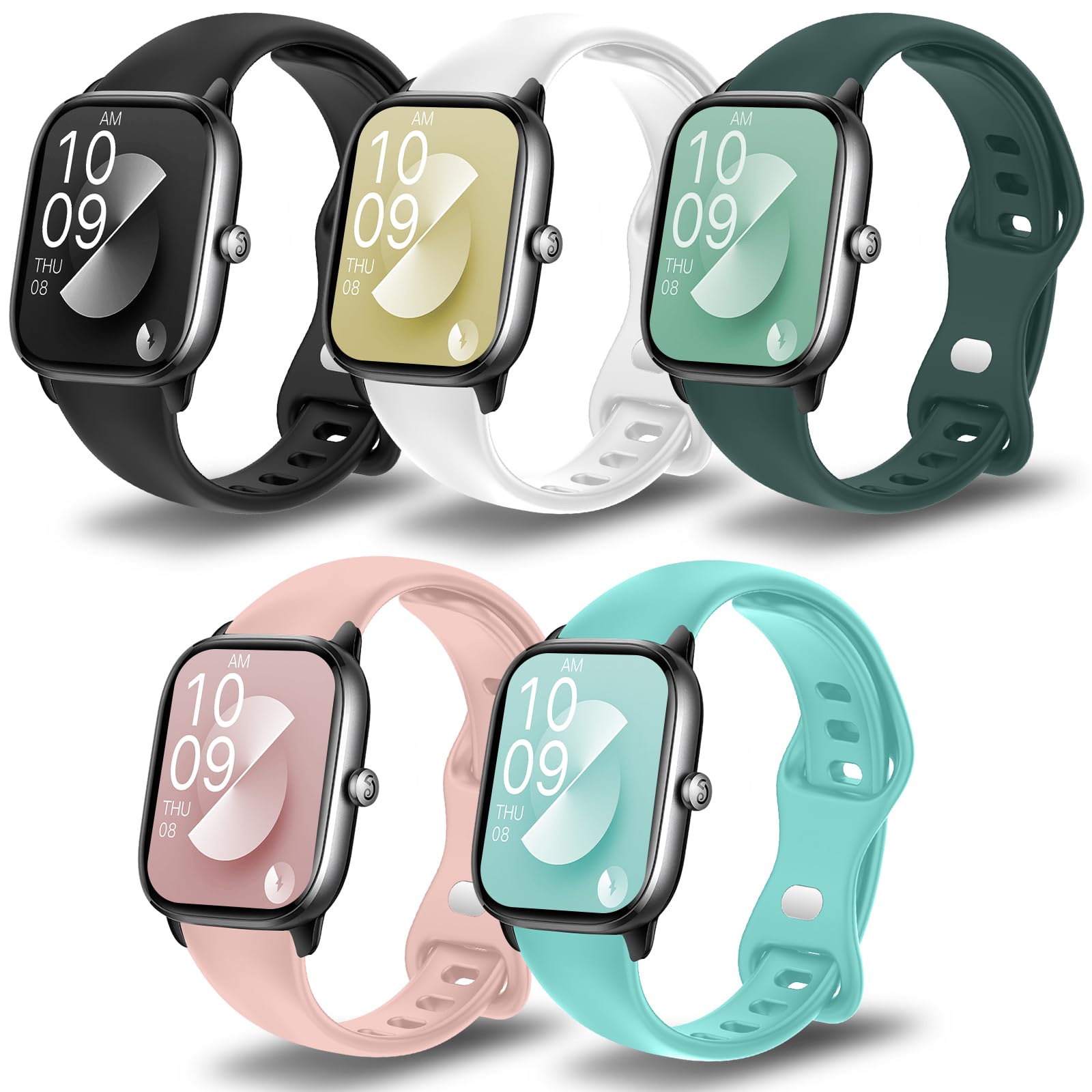 5 Pieces Straps 20 mm Compatible with Amazfit GTS 4/GTS 4 Mini, GTS 3, GTS 2/GTS 2 Mini/GTS 2e, Silicone Strap for Amazfit Bip 3/Bip 3 Pro, Bip U/Bip U Pro, Bip S/Bip S Lite, Bip/Bip Lite
