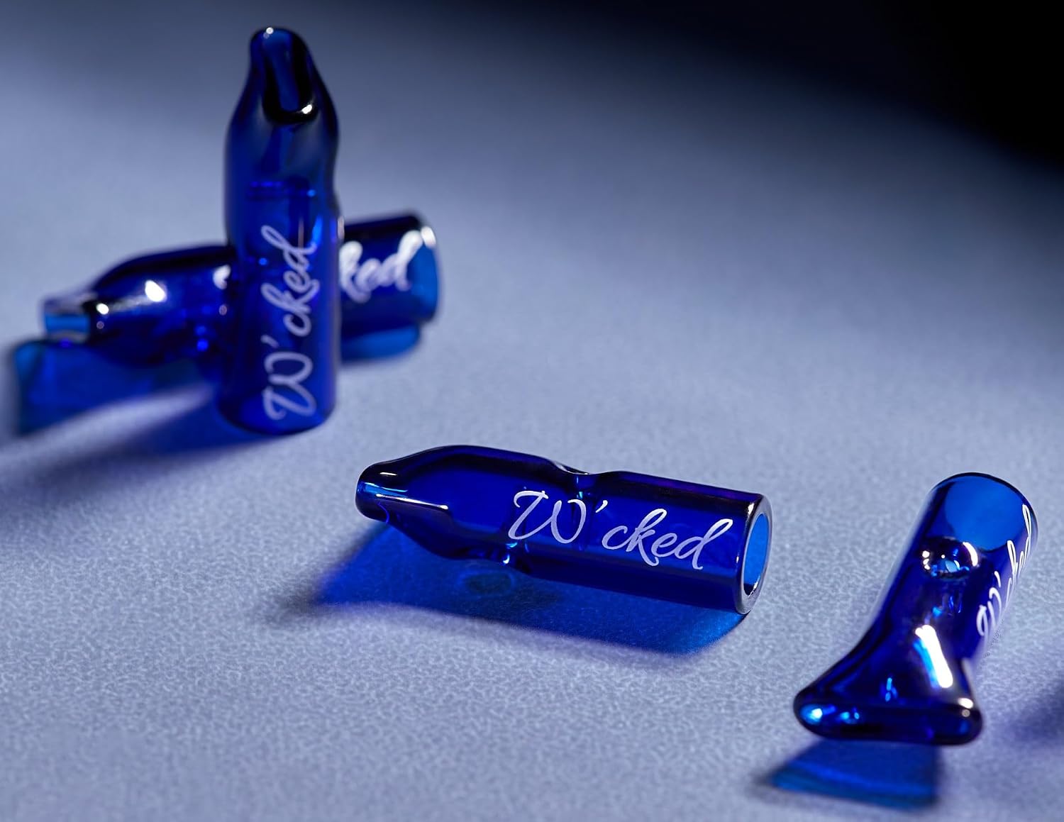 5PCS Reusable W'cked Glass Filter Tips for 8mm Pre-Rolled Filter Tips, Regular Cigarettes, Glass Rolling Tip Mouthpieces (Blue)