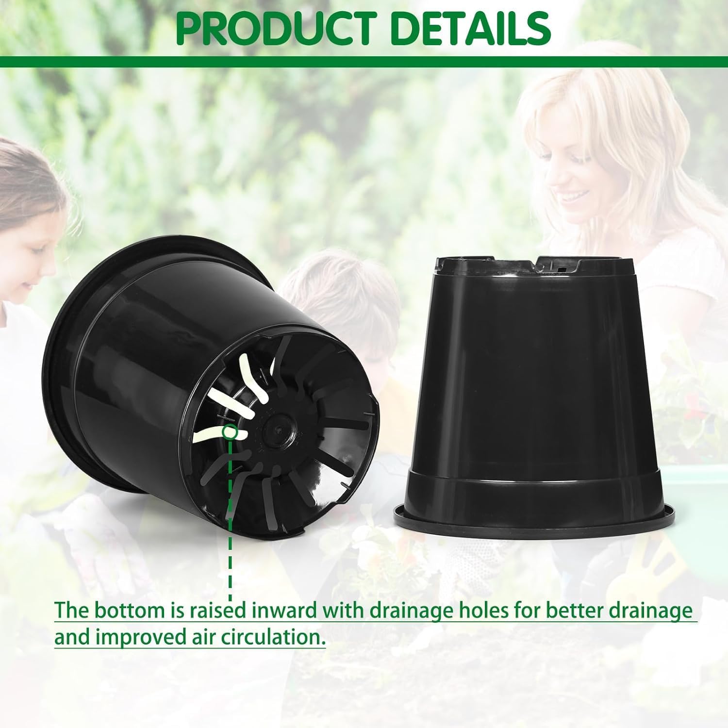 2/3/5/10 Gallon Pots for Plants, Sturdy Plastic Nursery Pots with Drainage Holes, Plant Pots for Seedlings, Vegetables, Succulents, Cuttings