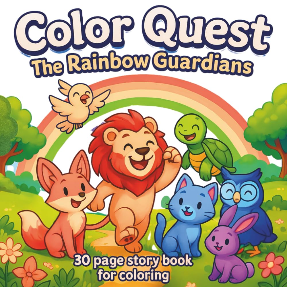 Color Quest: The Rainbow Guardians: 30 Pages Storybook for Coloring