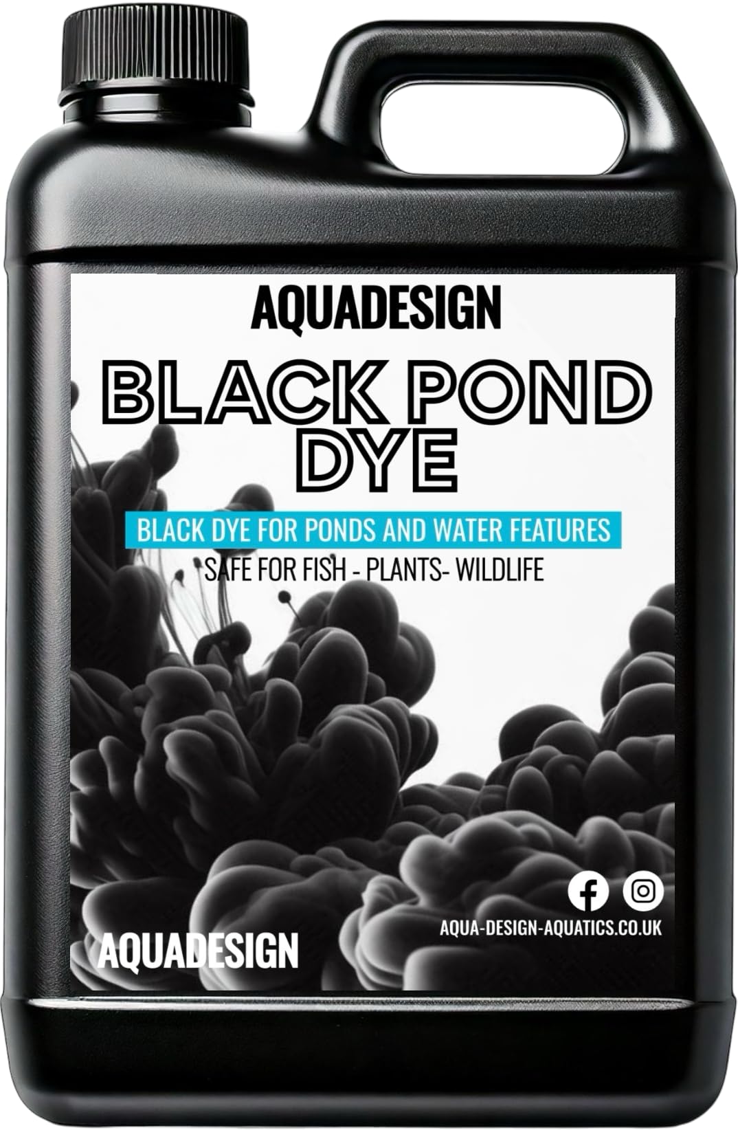 AquaDesign BLACK Liquid Pond Dye 2500ml For Ponds And Water Features TREATS 12,500L
