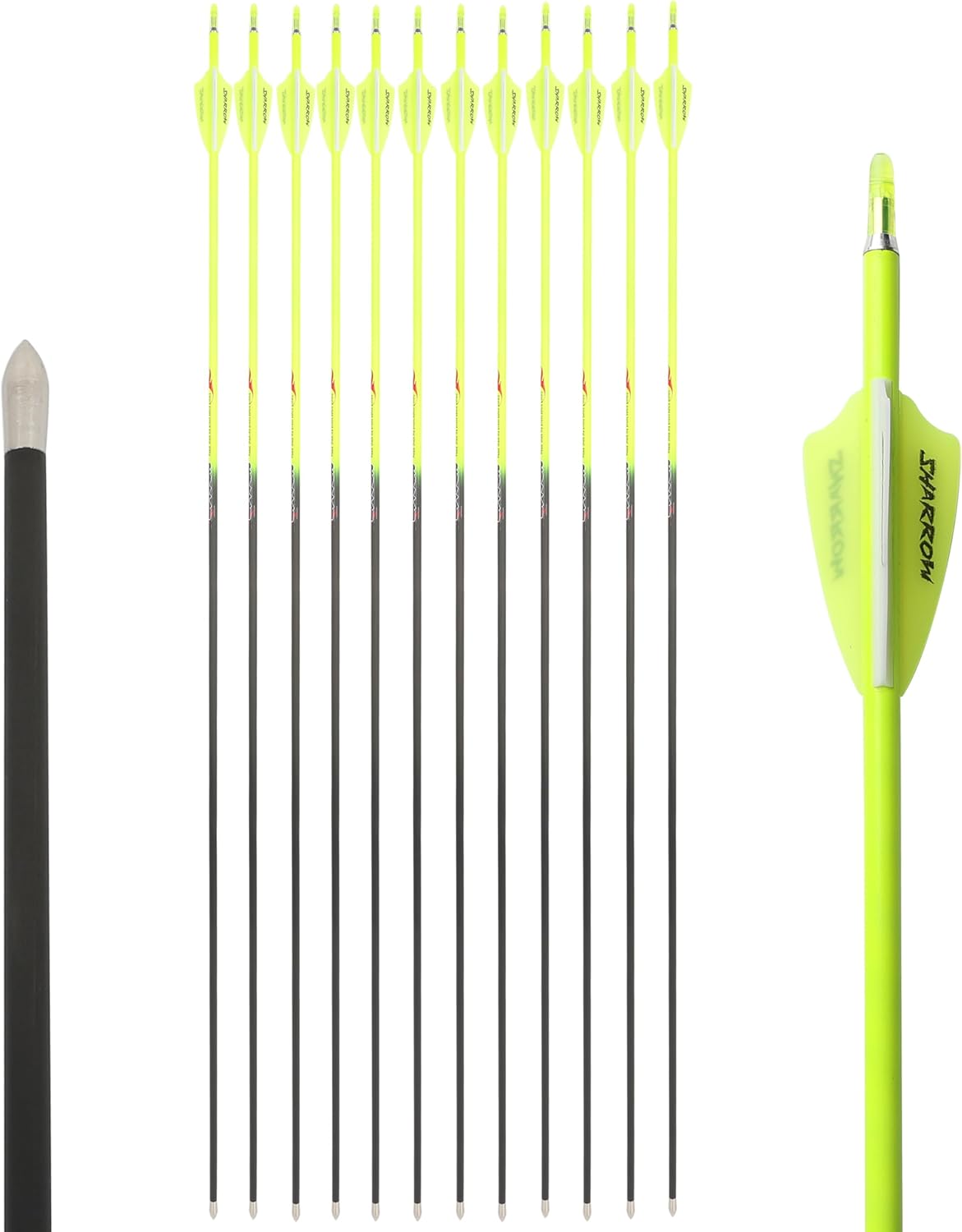 ZSHJGJR 32" Archery Carbon Arrows ID 4.2mm Targeting Practice Arrows Spine 400 500 600 700 800 900 1000 for Archery Competition Target Shooting Hunting 6/12Pack