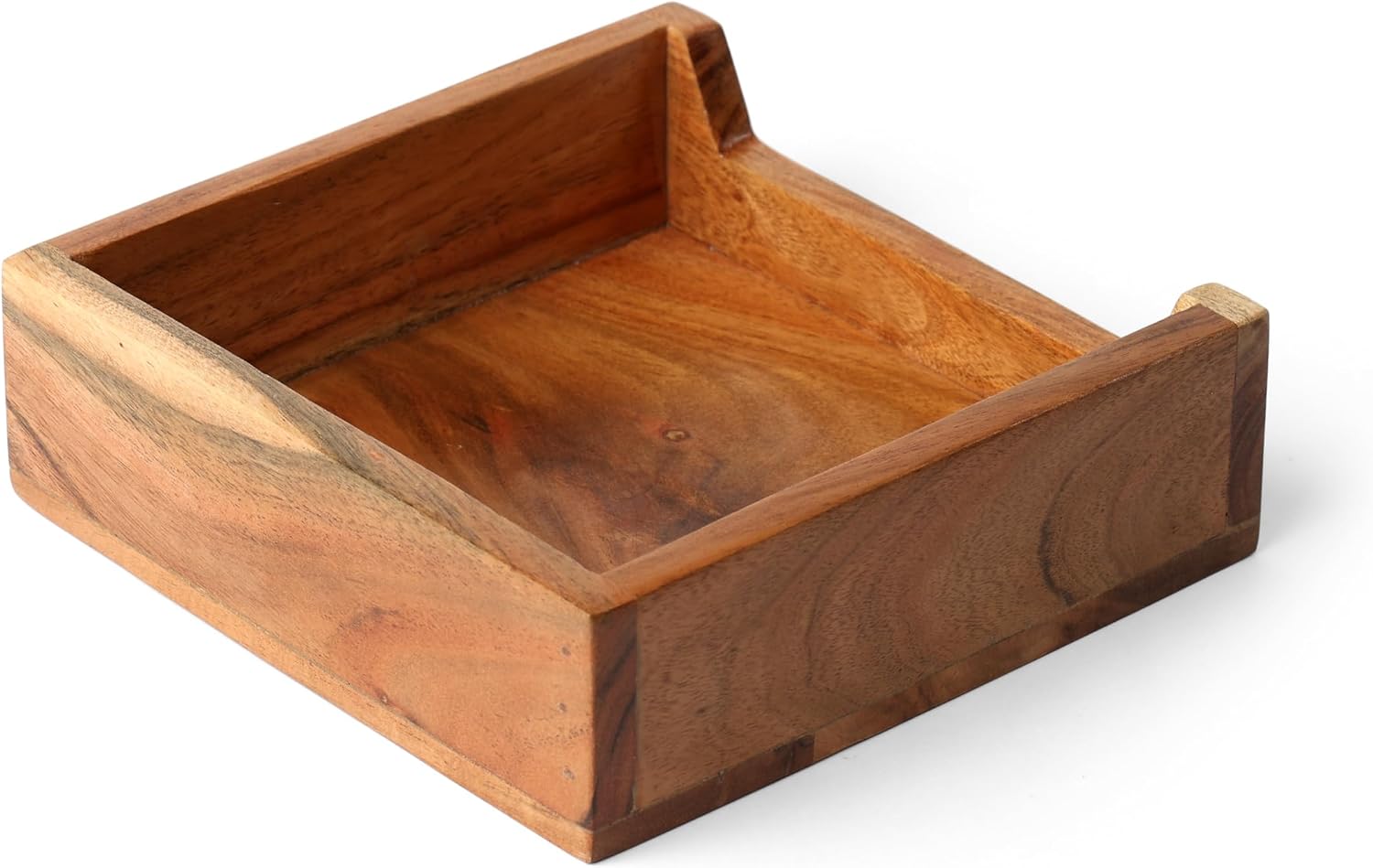Acacia Wood Tissue Holder Box, Rectangular, 8 x 8 x 2 Inches, Brown image 5