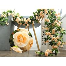 Artificial Silk Rose Vine Ratta Silk Hanging Flower for Wedding Bouquet, Flower Arrangements, Home, Hotel, Party Decoration Champagne