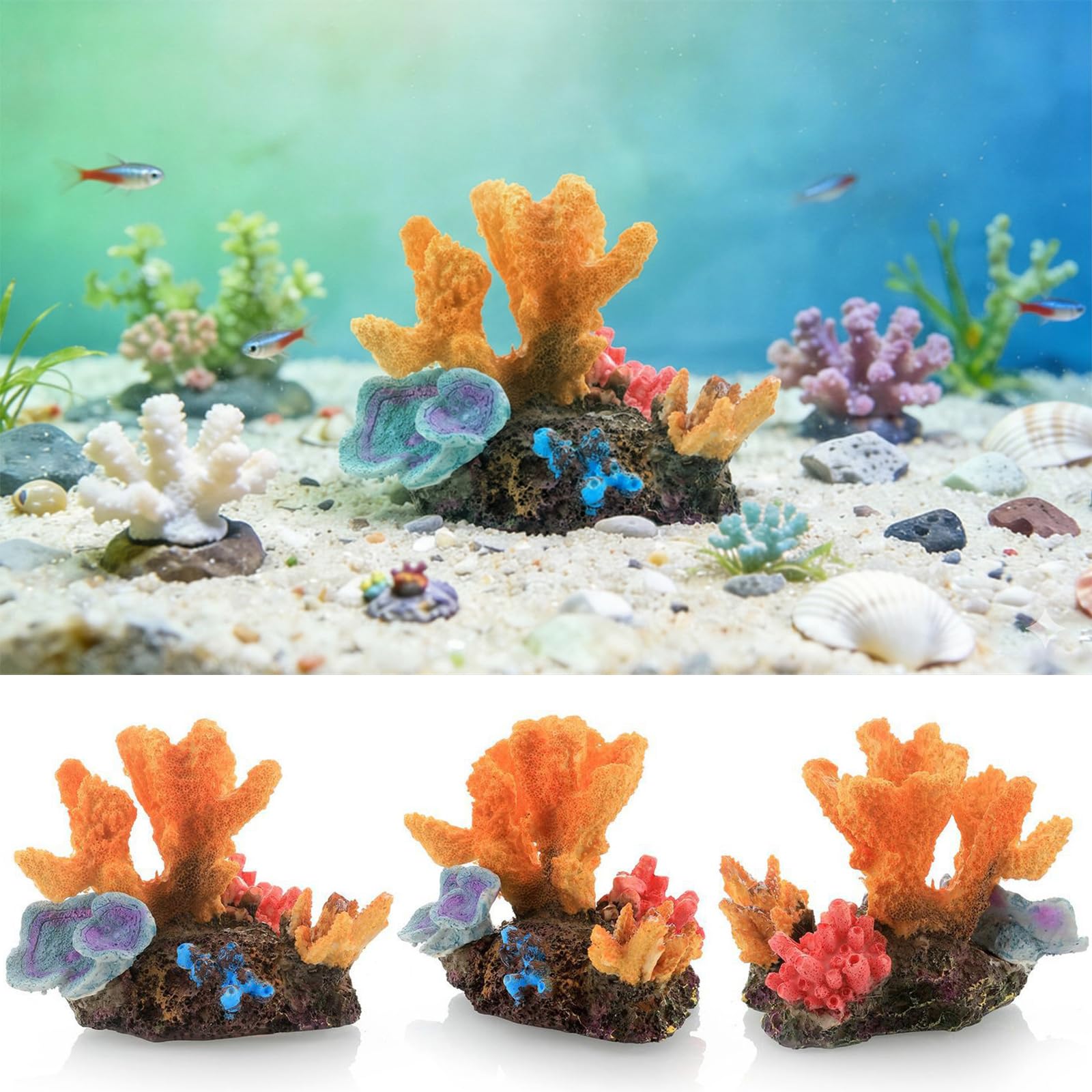 1 Pièce Coraux de Décoration pour Aquarium, Ornements de Récifs Coralliens Artificiels, Ornements en Résine pour Aménagement Paysager Aquatique Décoration pour Petits Fish Tanks