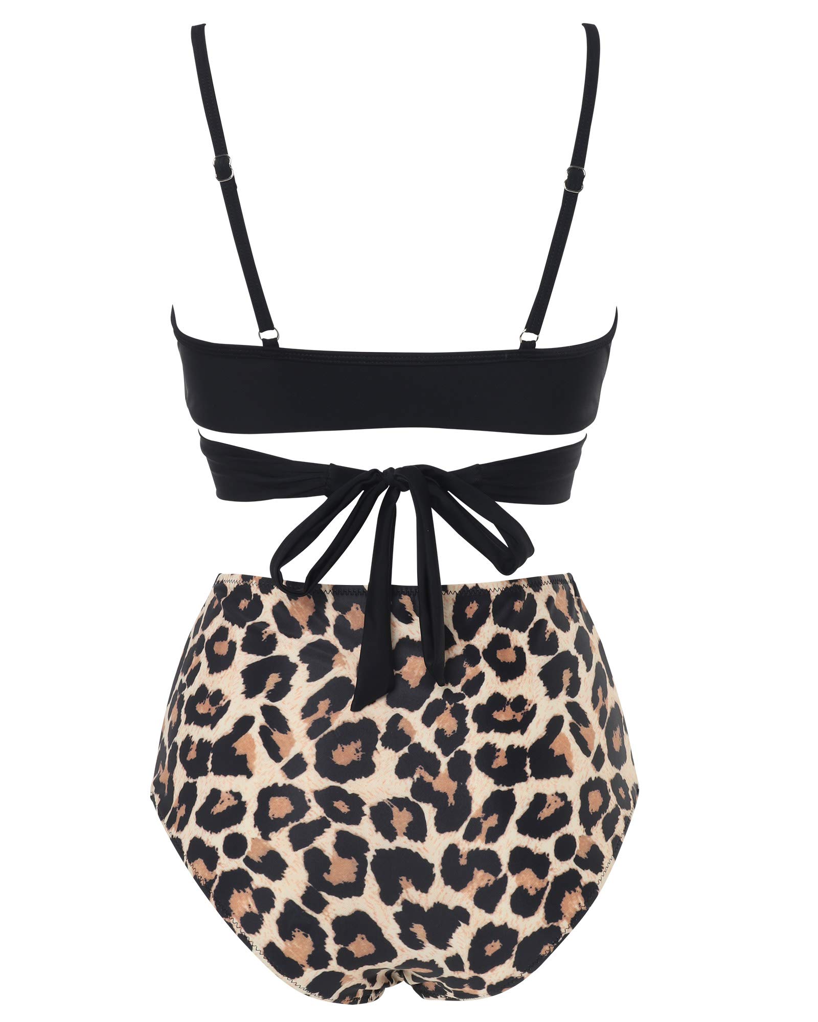 RXRXCOCO Damen Wickel Push Up Bikini Oberteil mit Bauchweg High Waist Bikini Set Bademode