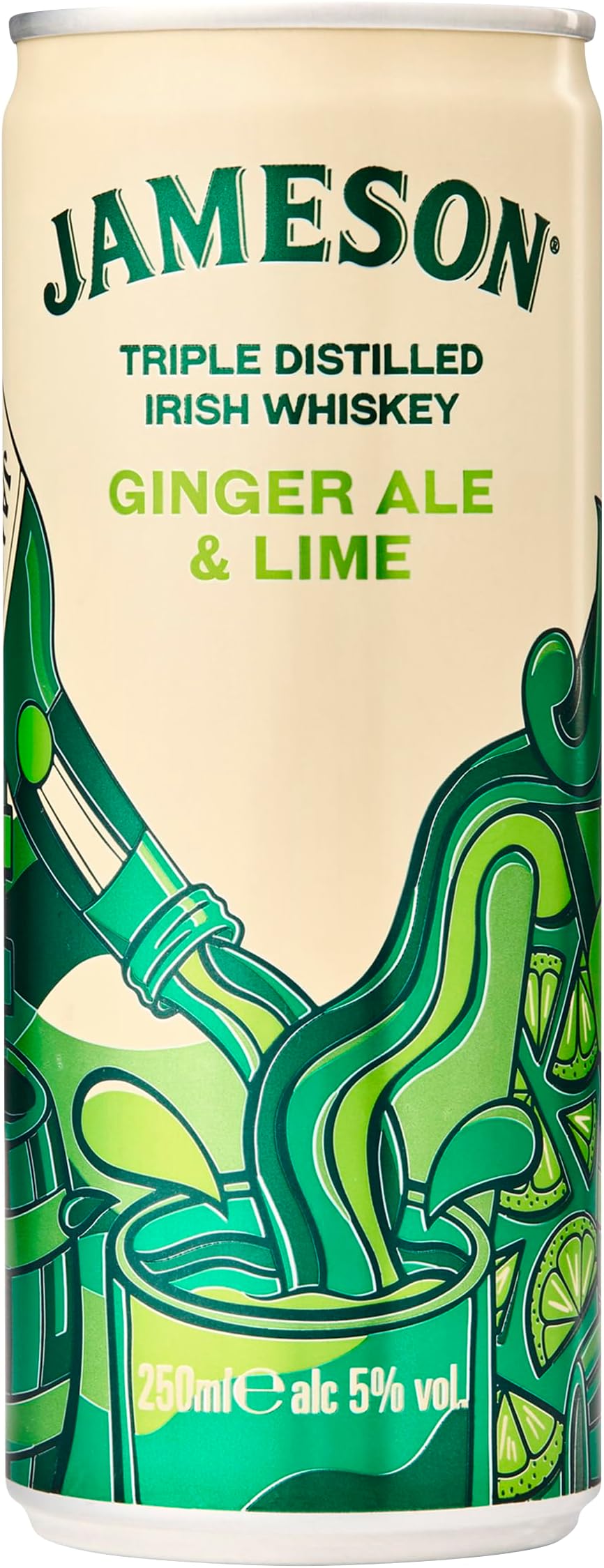 Jameson Irish Whiskey Ginger and Lime Flavour Mixed Drink 25 cl (Case of 12) (Packaging may vary)