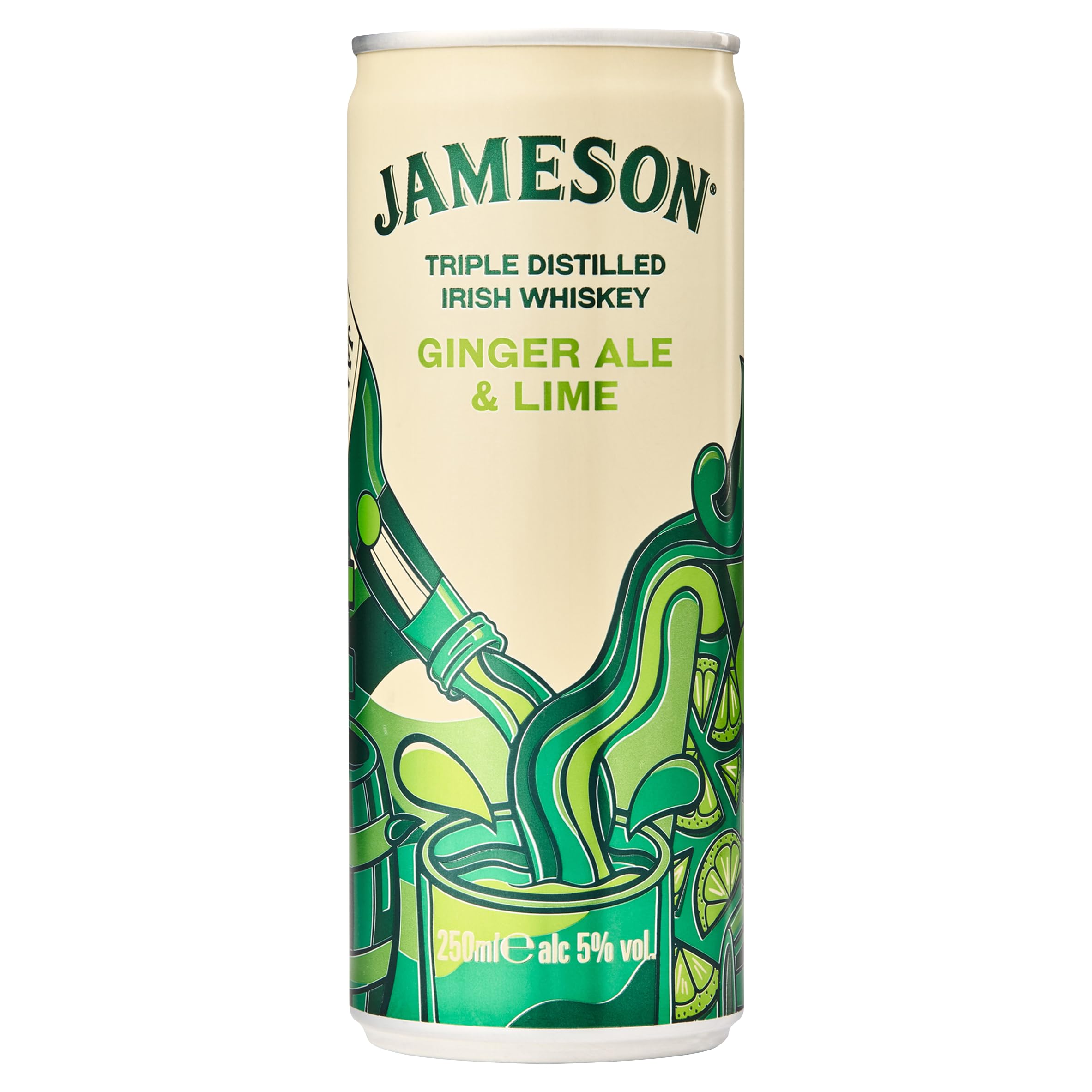 Jameson Irish Whiskey Ginger and Lime Flavour Mixed Drink 25 cl (Case of 12) (Packaging may vary)