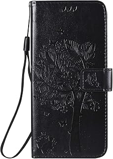 For Moto G50 Flip Case, Motorola Moto G50 Case with Card Slots Magnetic Kickstand PU Leather Wallet Phone Cover Cat & Tree Embossed Soft TPU Bumper Protective Shockproof Case, Black