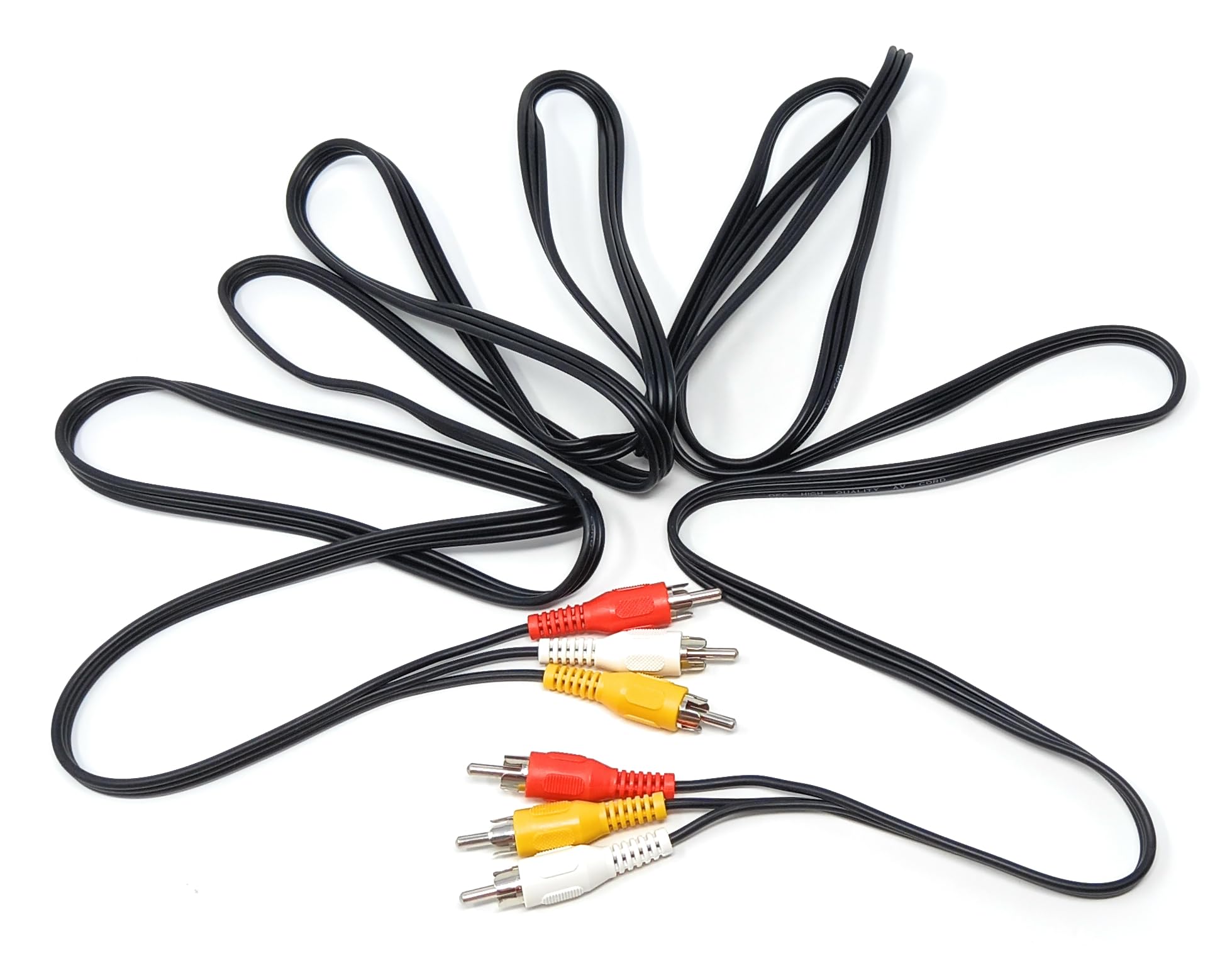 DRUT 3m Triple 3 x RCA to RCA Phono Plugs to Plugs Composite, Audio Video Male to Male Cable Lead Nickel Contacts (10ft.) - Image 4