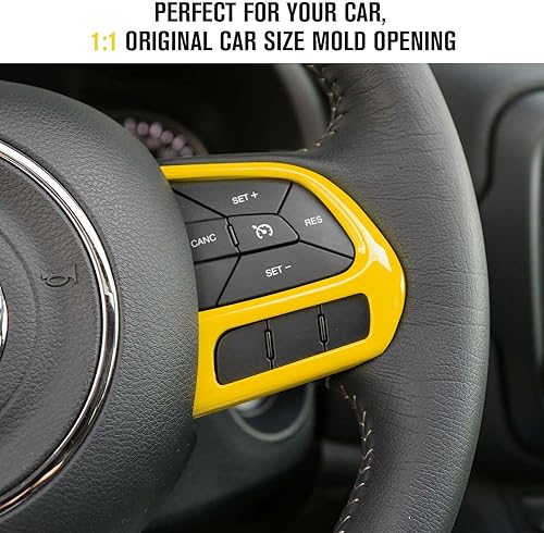 Miniatura 3 de 3 piezas de accesorios interiores de cubierta de volante para Jeep Renegade 2015-2023 para Jeep Compass 2017-2020 (amarillo)