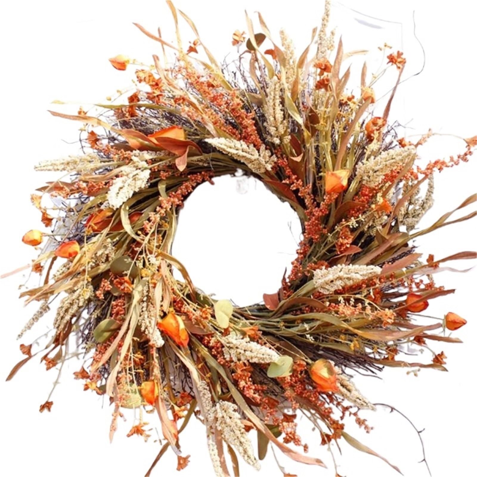 Luysgbxr One Color Wreaths Wreath 24 Inch Fall Front Door Harvest Wheat Grain Garland Autumn Wreaths For Wedding Wall Home Thanksgiving Decor