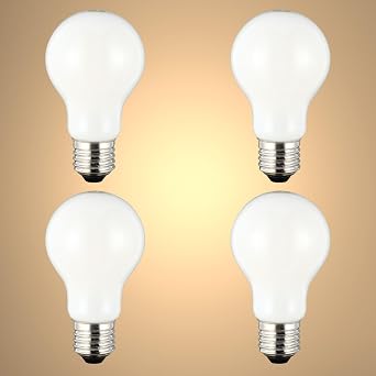 TEKLED  A60 GLS NONDIMMABLE Filament LED Bulbs | E27 Edison Screw | A19 Energy Saving 6.5W Light Milky White Glass Bulb 55W Incandescent Bulb Equivalent | 4000K 850LM | 4-Pack | Cool White [Energy Class E]