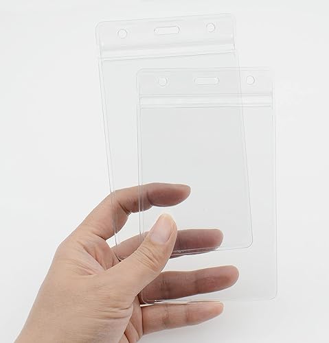 Miniatura 4 de Paquete de 100 soportes de vinilo para tarjetas de identificación (se adaptan a insertos de 3 x 5 pulgadas), impermeables, plástico transparente,