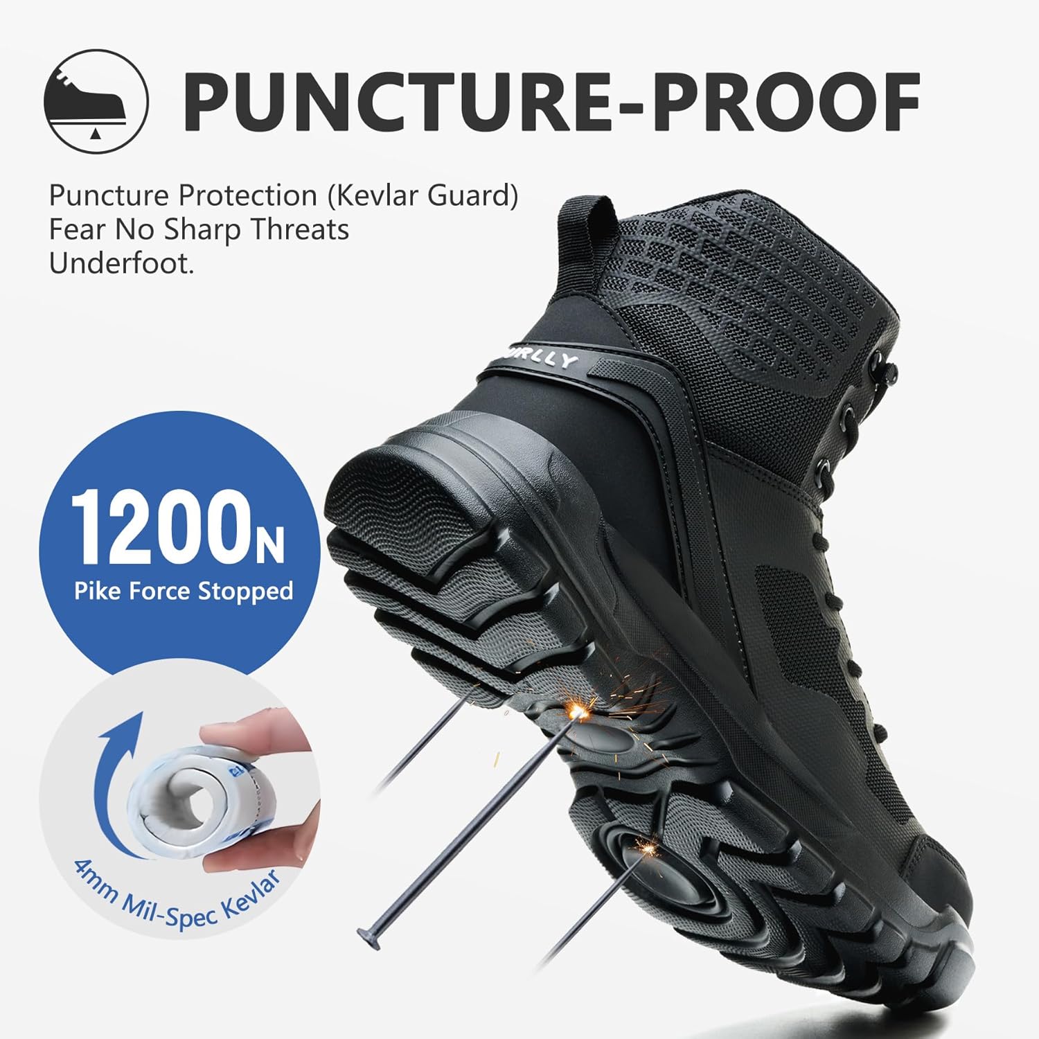 Hogent Steel Toe Boots for Men Lightweight Comfortable Work Boots with Air Cushion Puncture Proof Safety Shoes for men Industrial Construction Warehouse Work - Image 3