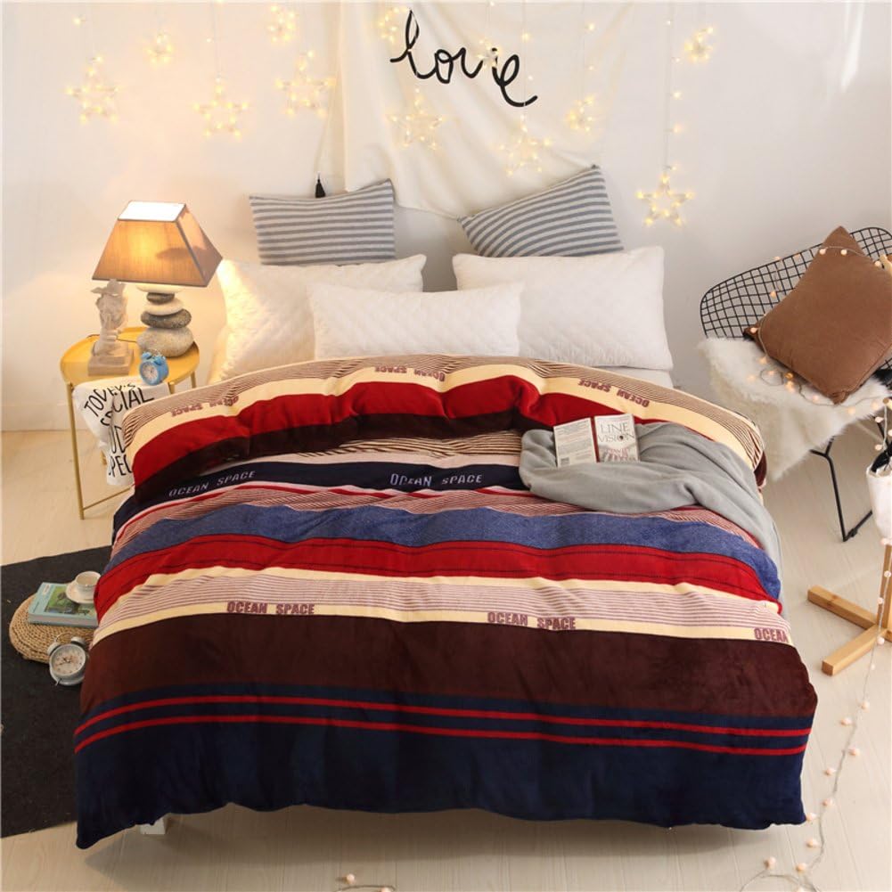 GAJDGUYQWVQ Cartoon duvet cover Thicken [coral] Single piece quilt cover Double-sided plush quilt sets-E 220x240cm(87x94inch)