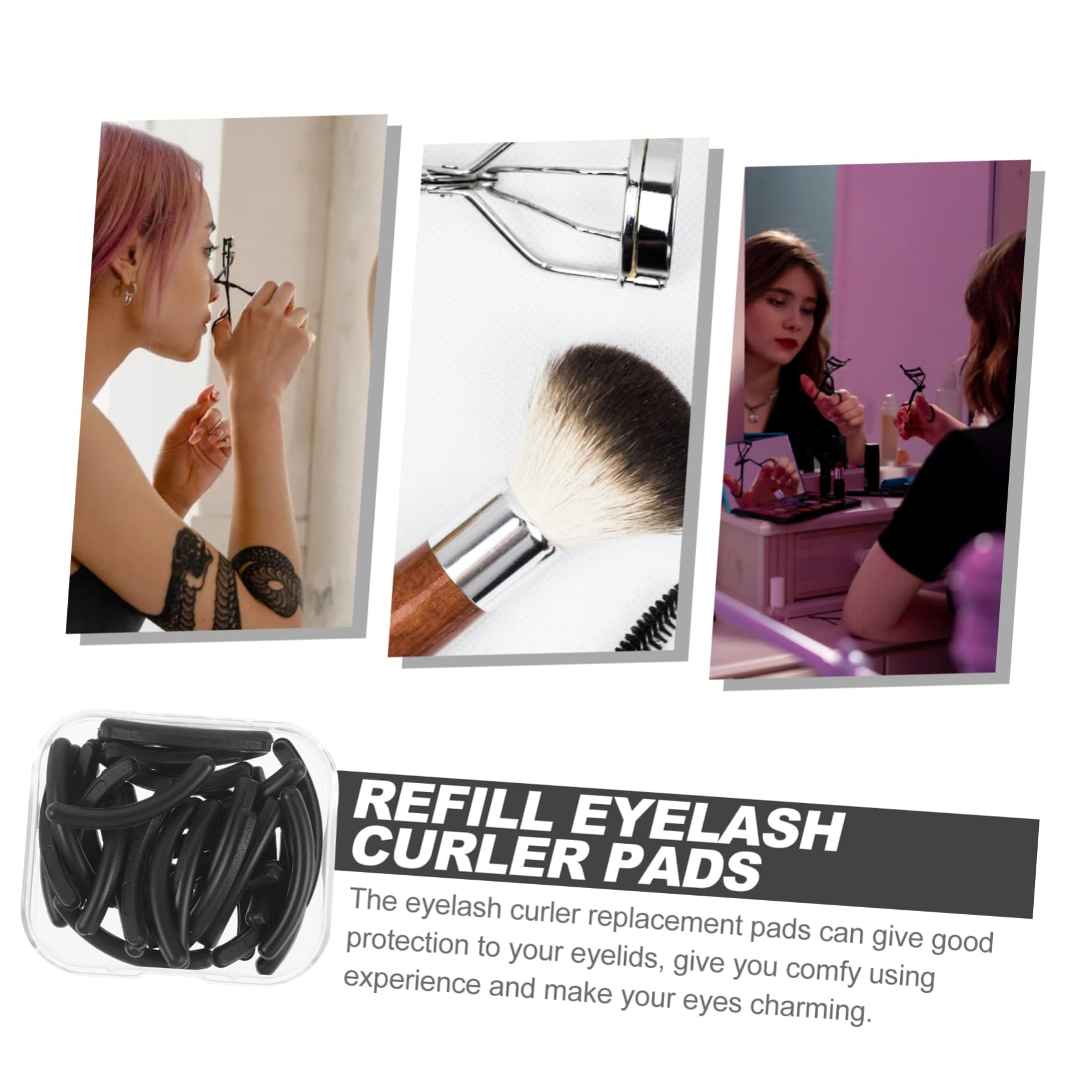 DEARMAMY Eyelash Curler Refill Pads 31pcs Silicone Plastic Pads for Lash Curler Easy to Use