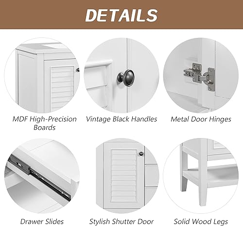 Miniatura 8 de Merax Combinación de tocador de baño de 36 pulgadas con lavabo, armario de almacenamiento con cajones y puertas de cierre suave, estante abierto,