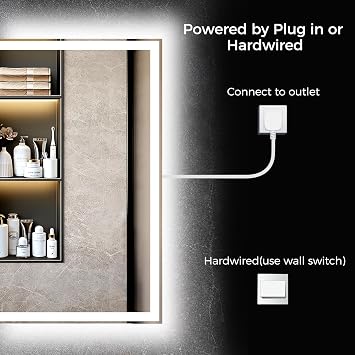 24X32 LED Bathroom Vanity Mirror with Lights, Anti-Fog, Dimmable, Lighted Bathroom Mirror for Wall, Memory Function, Tempered Glass, Shatter-Proof, Backlit & Front Lit