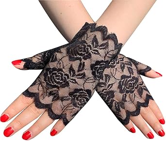 Tvoip 1 Pair Womens Sun Protection Driving Half Finger Gloves Charming Sexy Lady Girl Lace Party Costume Fingerless Gloves