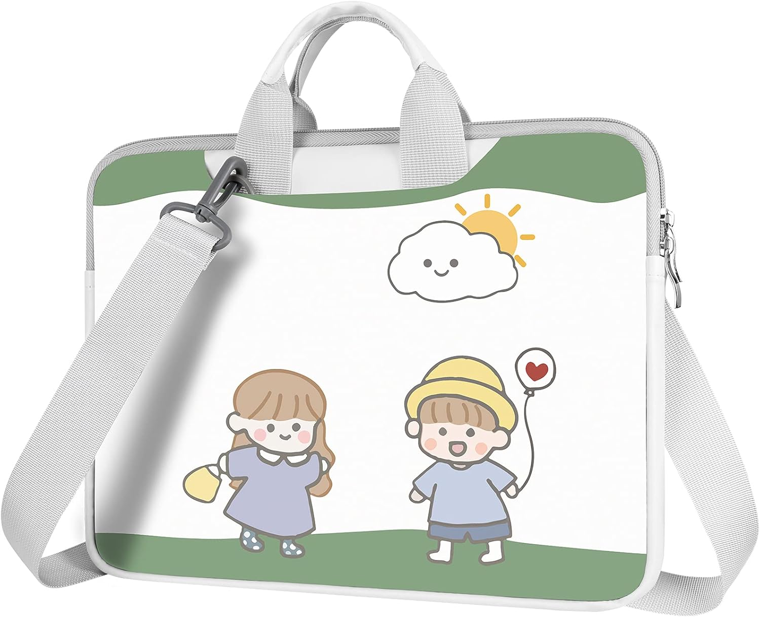 Todlady 12 15 6インチ 男女兼用 パソコンケース かわいい 女の子 おしゃれ タブレットケース 手提げ ショルダーストラップ付き 衝撃吸収 スリム 軽量 Pc収納バッグ 対応 Macbook Air Pro 13 3インチ 二人の子供 Faz Co Zm