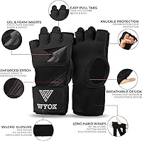 Vista 77 de WYOX Guantes interiores de boxeo de gel para hombres y mujeres, correas de muñeca rápidas de 31.5 in, protección acolchada para nudillos para Muay