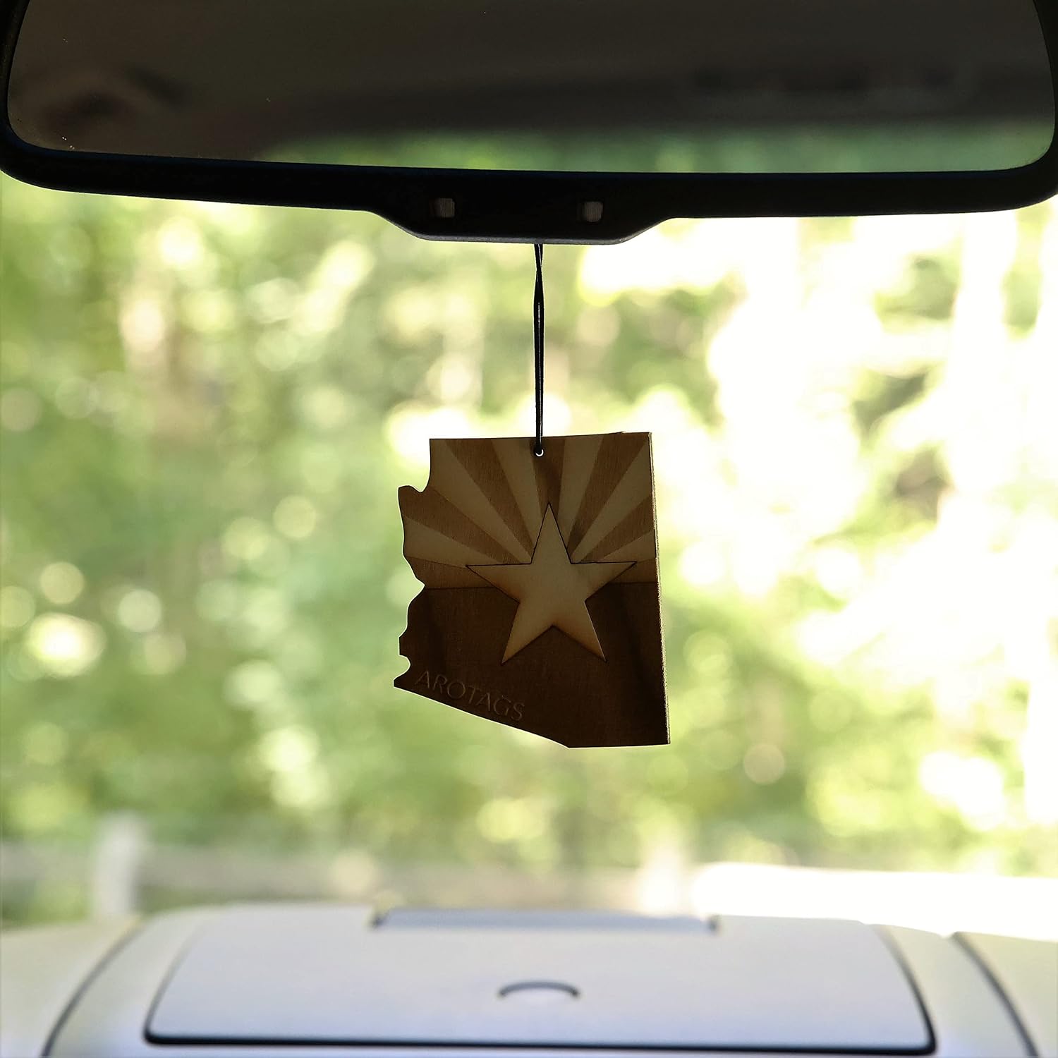 Arotags Arizona Wooden Car Air Freshener - Long Lasting Backwoods Birch Scent Diffuses for 365+ Days - Includes Hanging Mirror Diffuser and Fragrance Oil - 100% American Made