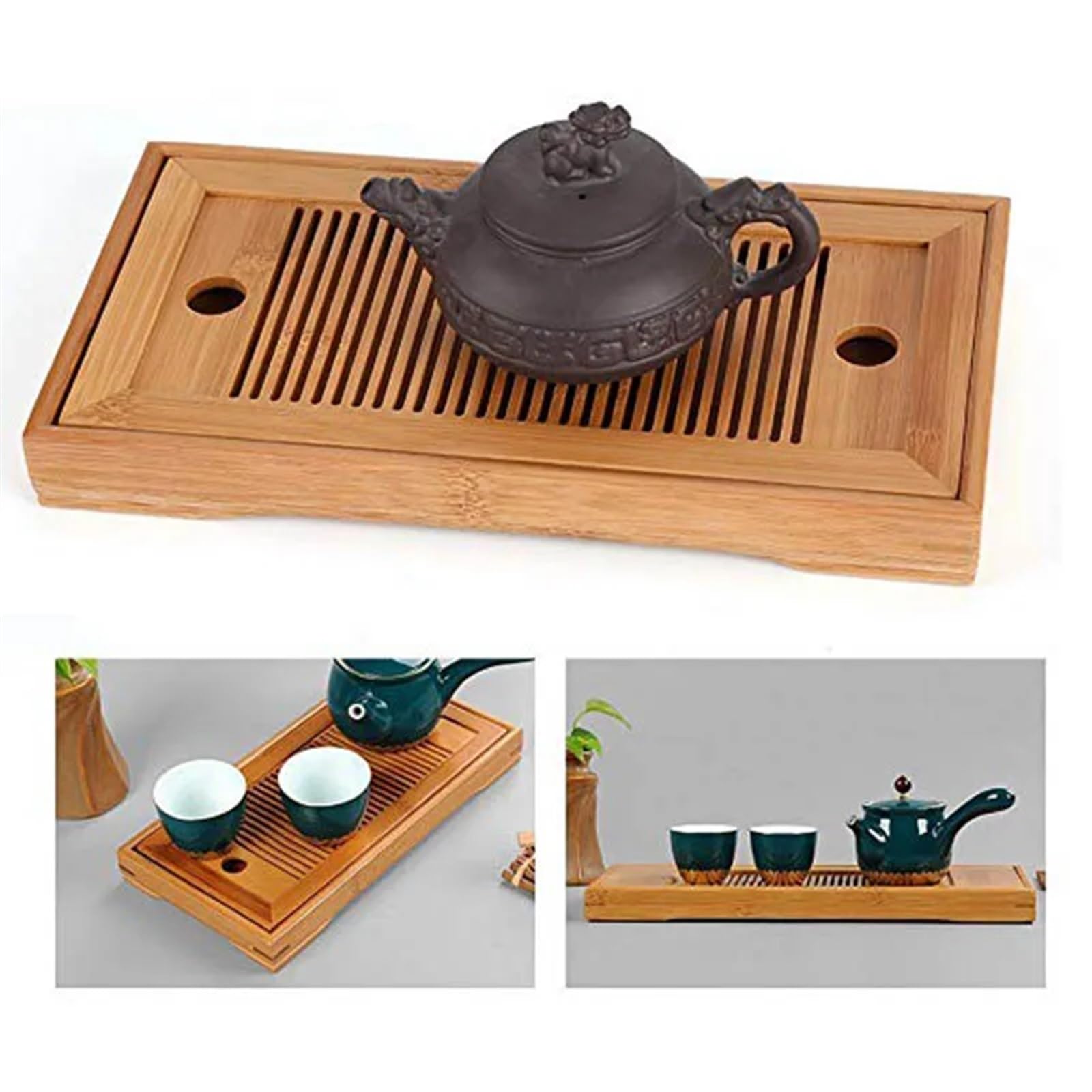Bandeja Bandeja de Mesa de té de Madera, Bandeja de café, Bandeja de té sólida, Tablero de té for el hogar(38.5X15.2X3CM)