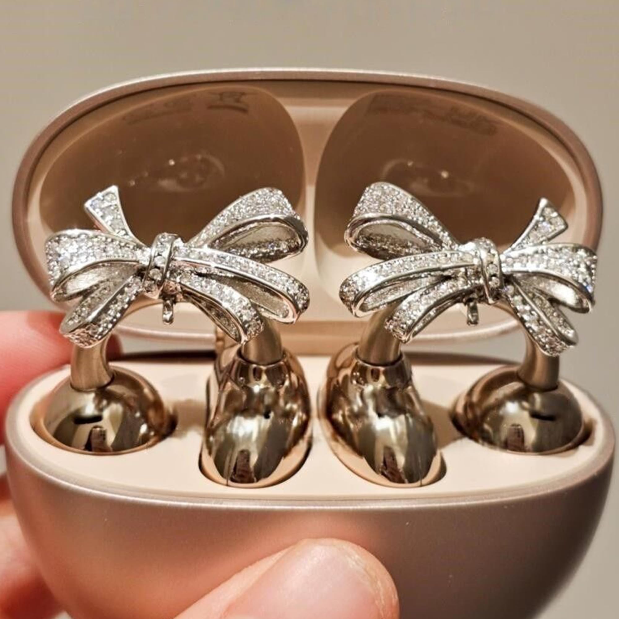 Rhinestone for Clip on Earbuds Open Ear, Exquisite DIY Decoration (Rhinestone Bow)