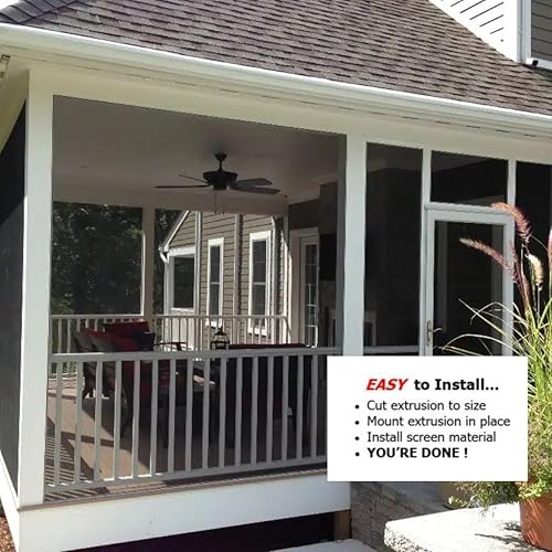 Miniatura 6 de SNAPP - Kit de pantalla de aluminio para porche y patio, riel de aluminio extruido de 94 pulgadas (20 varillas), ranura de pantalla redonda (200