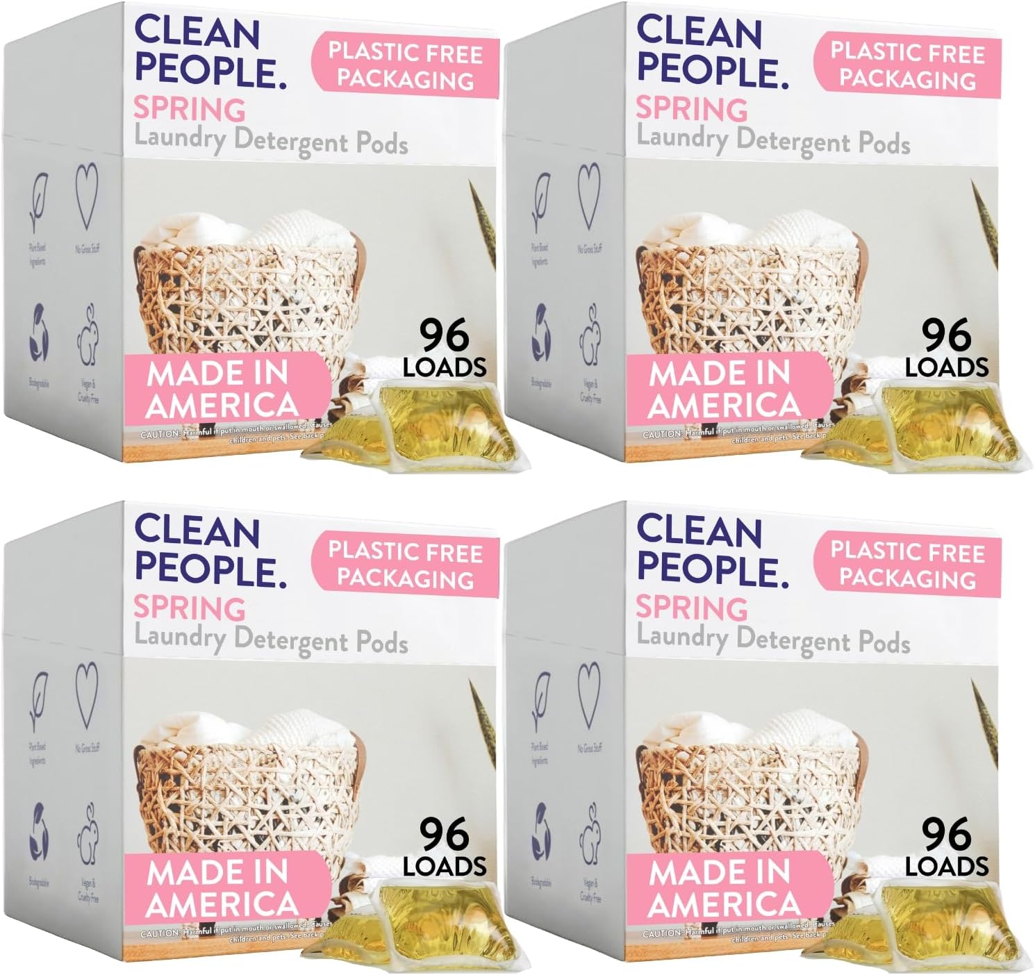 Clean People Laundry Detergent Pods - Recyclable Packaging, Hypoallergenic, Stain Fighting - Ultra Concentrated, Laundry Soap (384 Count, Spring Scent)