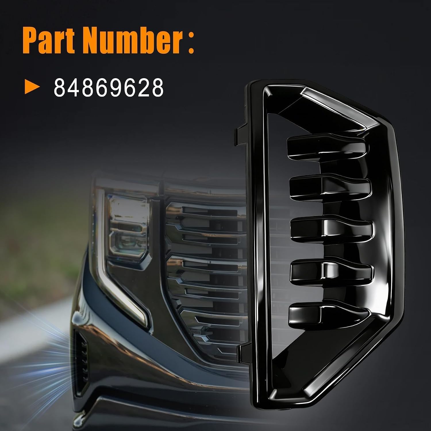 Right Side Bumper Grille Cover Air Duct Compatible with GMC Sierra 1500 2022-2025 Replace 84869628
