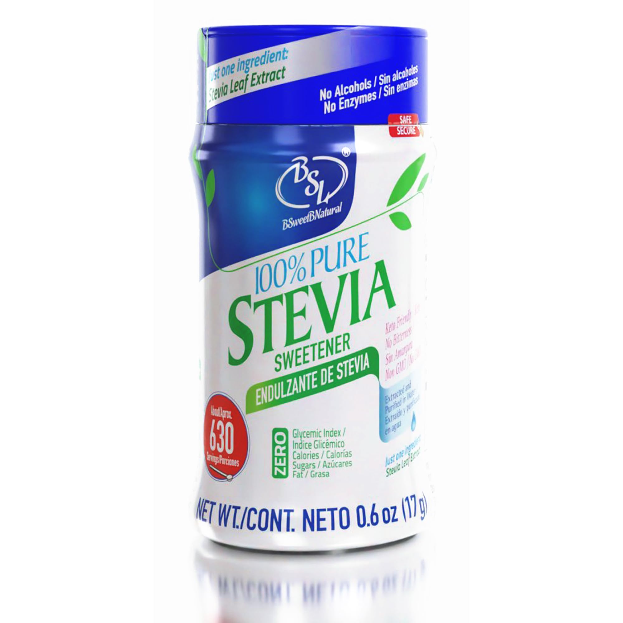 Stevia Powder 100% Pure, No Artificial Sweetener, Stevia Green Leaf Extract | Zero Calorie & Keto Friendly (0.6 Ounces)