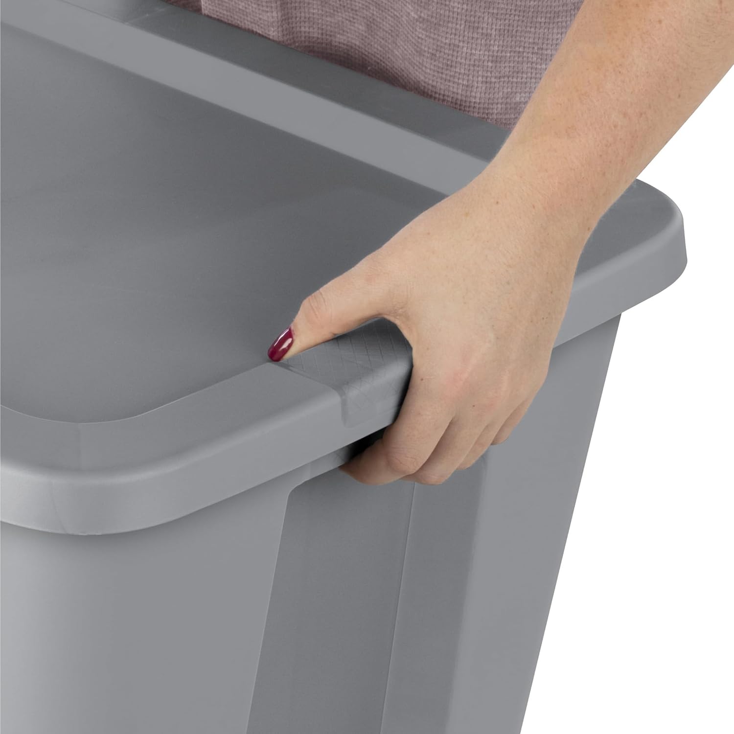 (2 Pack) 18 Gallon Gray Plastic Storage Bins with Snap-On Lids - Stackable Heavy-Duty Totes for Garage, Closet, Basement, Attic & Home Organization