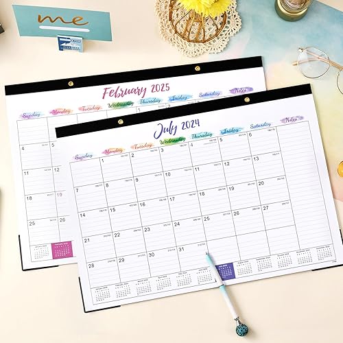 Miniatura 7 de Calendario de escritorio 2024-2025, calendario 2024-2025 de julio de 2024 a diciembre de 2025, calendario mensual de escritorio de 18 meses, 17 x 12