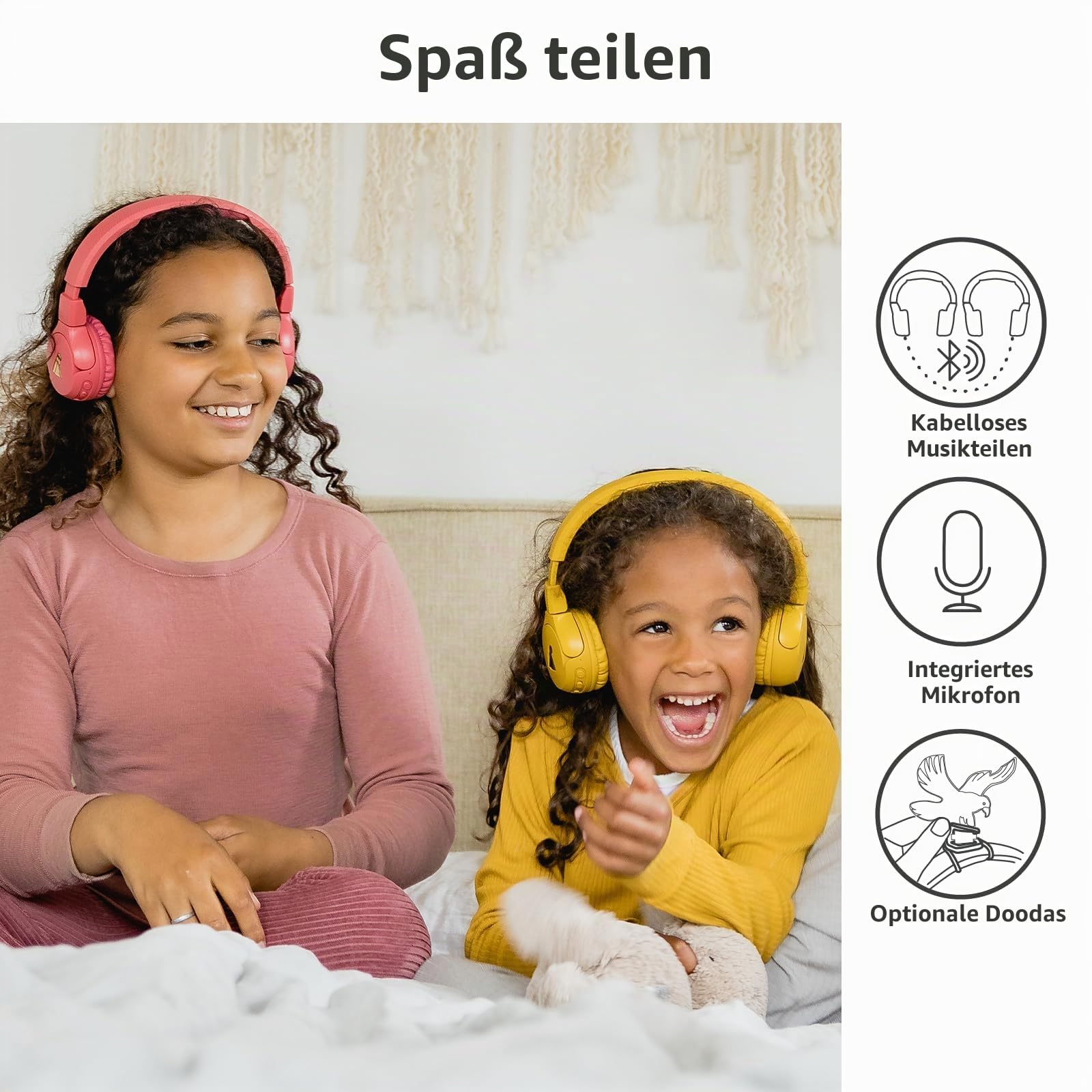 POGS Drahtloser Bluetooth Kinderkopfhörer | The Gecko 2 | Faltbarer robuster Kinderkopfhörer ab 3 Jahren | Lautstärkebegrenzung 70-85 dB | Mikrofon | On-Ear | Drahtlose Musik-Sharing-Funktion (rGrün)