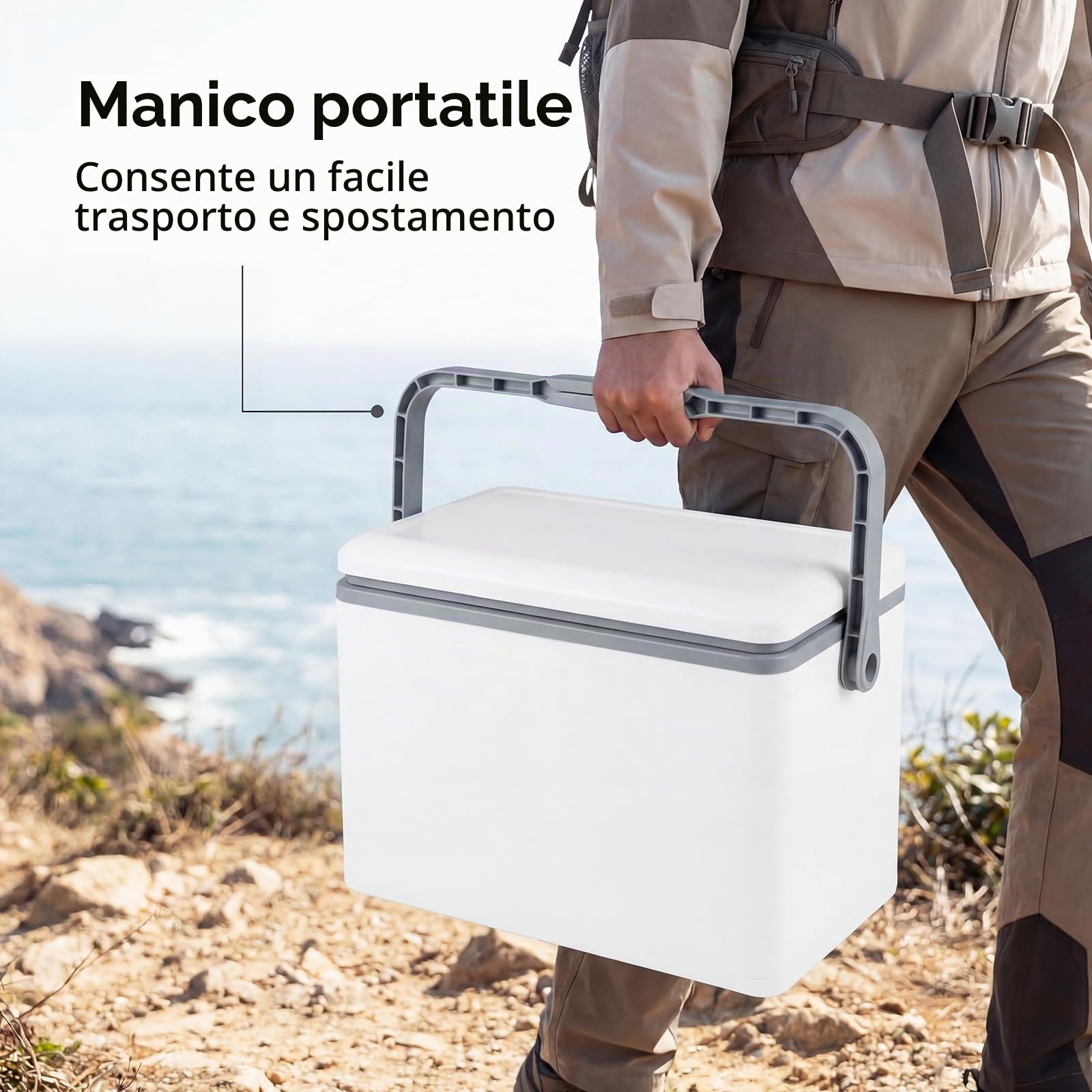 LIFEZEAL Frigorifero portatile rigido, 12 l, scatola termica isolata stampata ad iniezione con impugnatura comoda, frigorifero portatile anti-perdite, per campeggio, pesca, code di auto