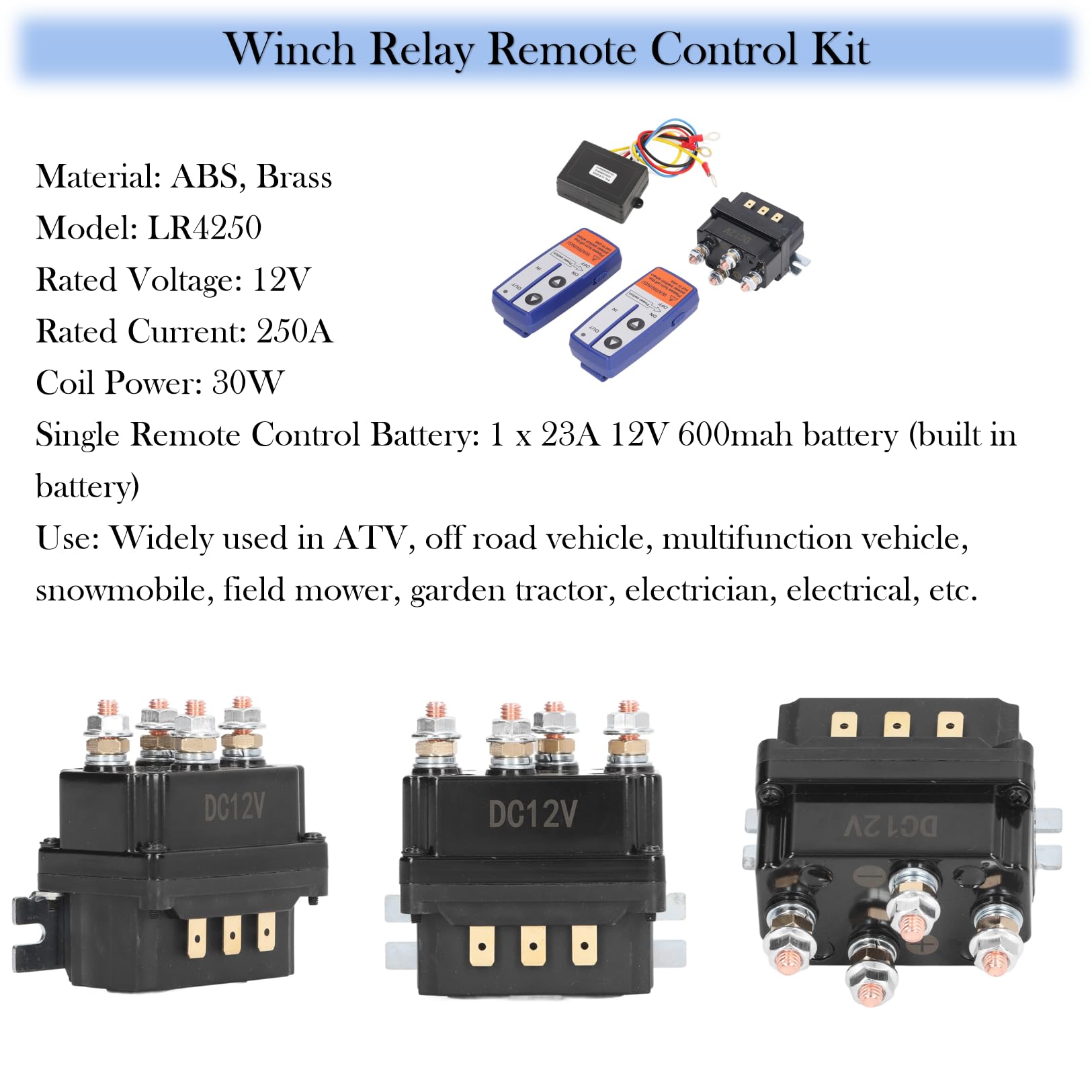 12V 250A Seilwinde Relais seilwinde funk mit relais Windenrelais Mit Fernbedienung, Magnetschalter Schwerlast-Relais Windenrelais Kit Für Atv Und Industriefahrzeuge seilwinde funk mit relais Relés
