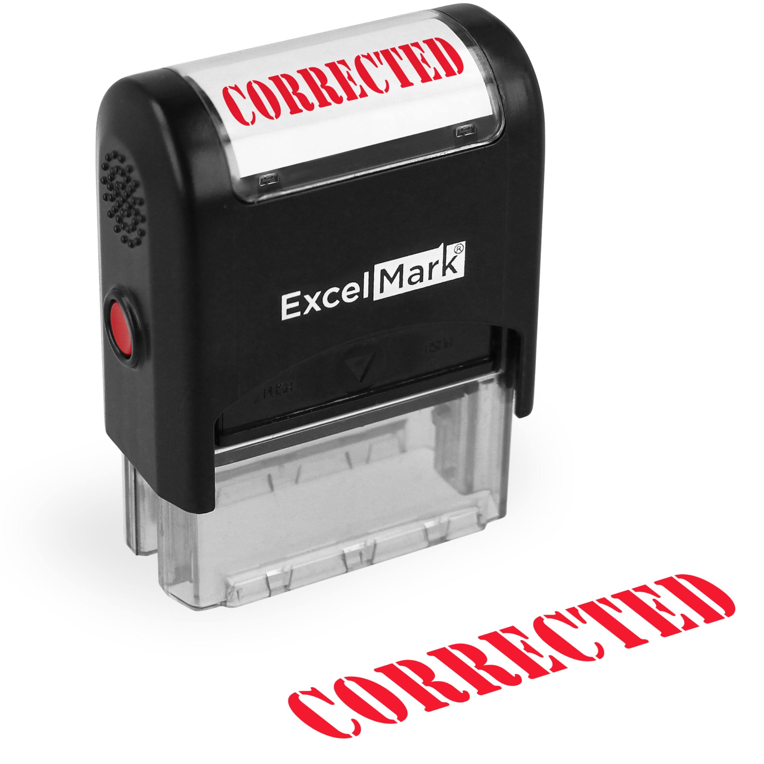 ExcelMark CORRECTED Self Inking Rubber Stamp - Red Ink (A1539)