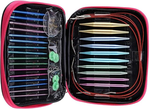 13 Pairs Interchangeable Knitting Needles Set Aluminum Circular Knitting with 2.75mm-10mm Needles Head Ergonomic Handles