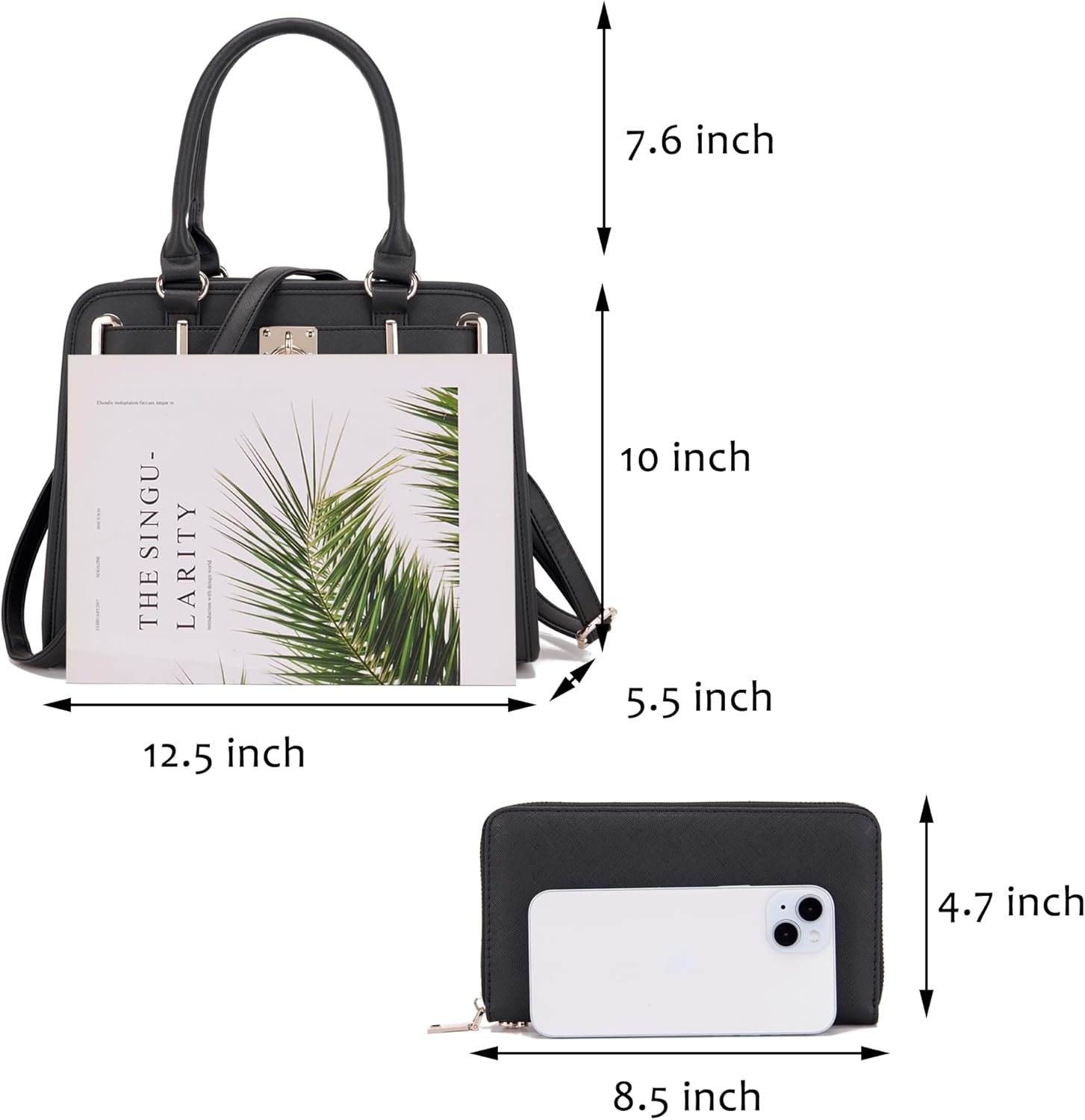 Handbags Sets For Women Shoulder Bags Top Handle Work Satchel Tote Purses Set With Matching Wallet 2pcs - Image 3