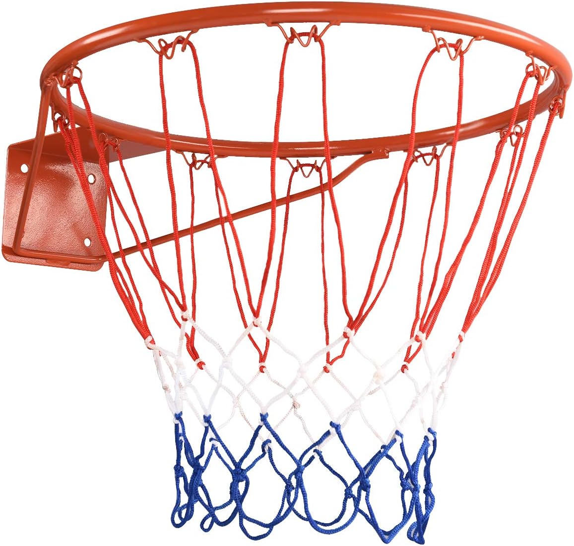 GYMAX Basketball Rim, 15/18 inch Basketball Rim Replacement with All-Weather Net, Basketball Hoop Replacement Rim Outdoor/Indoor for Wall Door Mounted