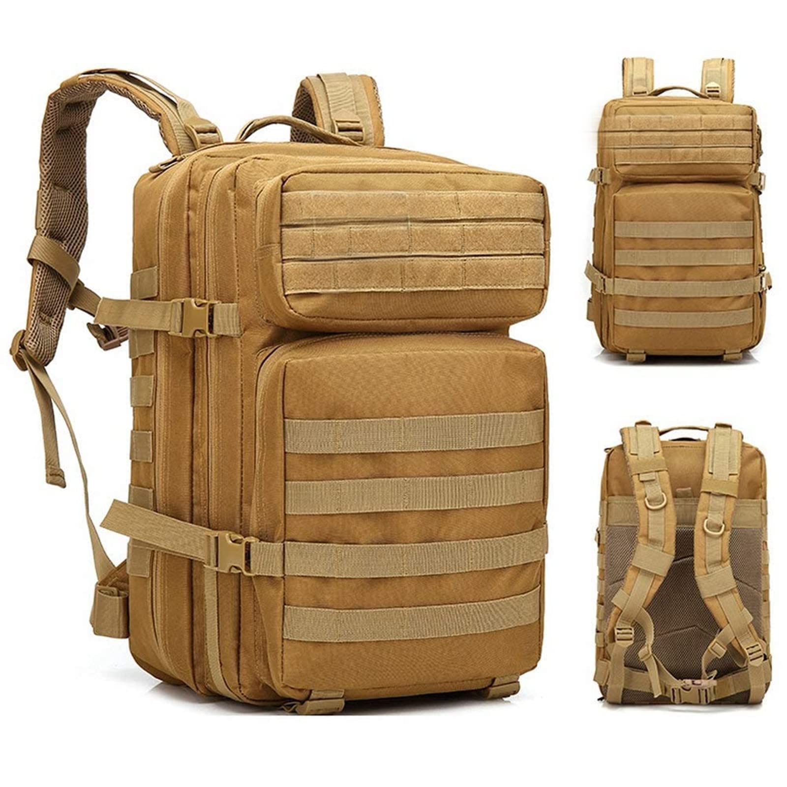 jaffiust45L Tactical Backpack Large Tactical Army 3 Day Assault Bag Military bag Backpacking Hiking Packs Camping(Mud)